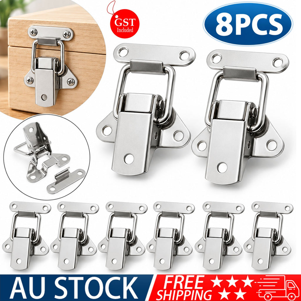8 X Stainless Steel Clasp Case Clip Loop Suitcase Box Trunk Latch Lock Guitar AU
