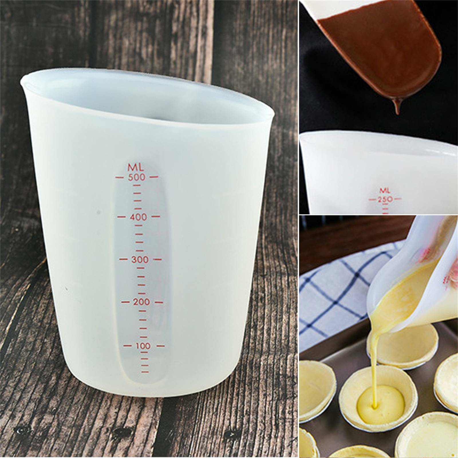 2PCS Silicone Measuring Cup Set 250ml or 500ml - Reusable Resin Glue DIY Mixing Cups