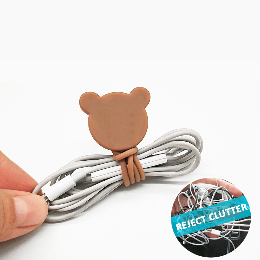 Bear cable tie holding a coiled cable