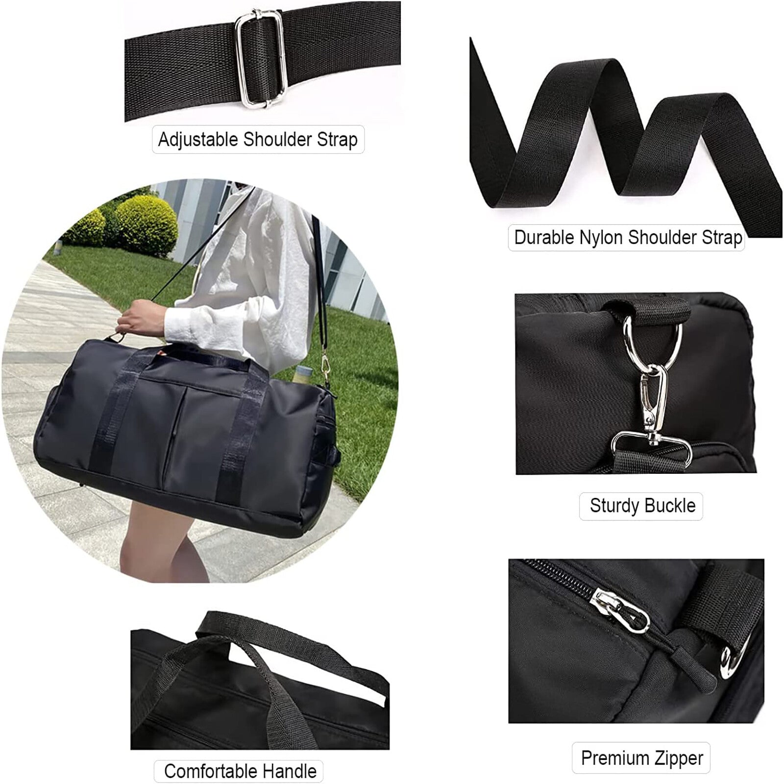 Large Travel Storage Gym Weekender Duffle Bag - Carry On Shoulder Sports Bag with Shoe Compartment