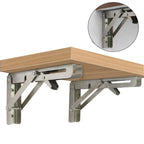 2 Pack Stainless Steel Folding Shelf Brackets – Heavy Duty Wall Mount Table and Bench Support 250mm