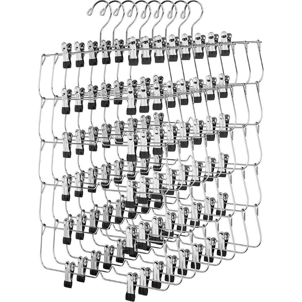 2 Pack 6 Tier Skirt and Pant Hangers with Clips - Space Saving Multi Hangers for Closet Storage