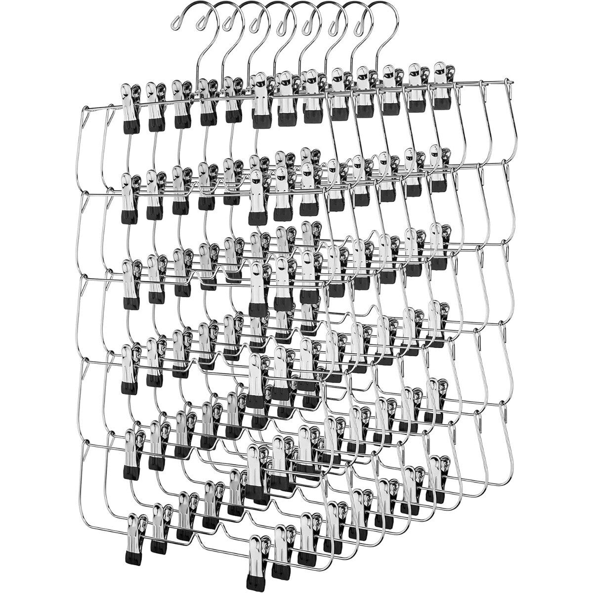 2 Pack 6 Tier Skirt and Pant Hangers with Clips - Space Saving Multi Hangers for Closet Storage