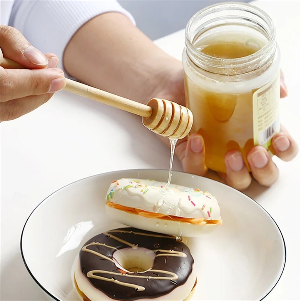 200PCS Wooden Honey Dipper Sticks 10cm - Mini Jam Syrup Honey Stirring Sticks
