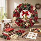 3D Fabric Poke Wreath DIY Kit Christmas Handmade Wreath Craft Set Party Decor