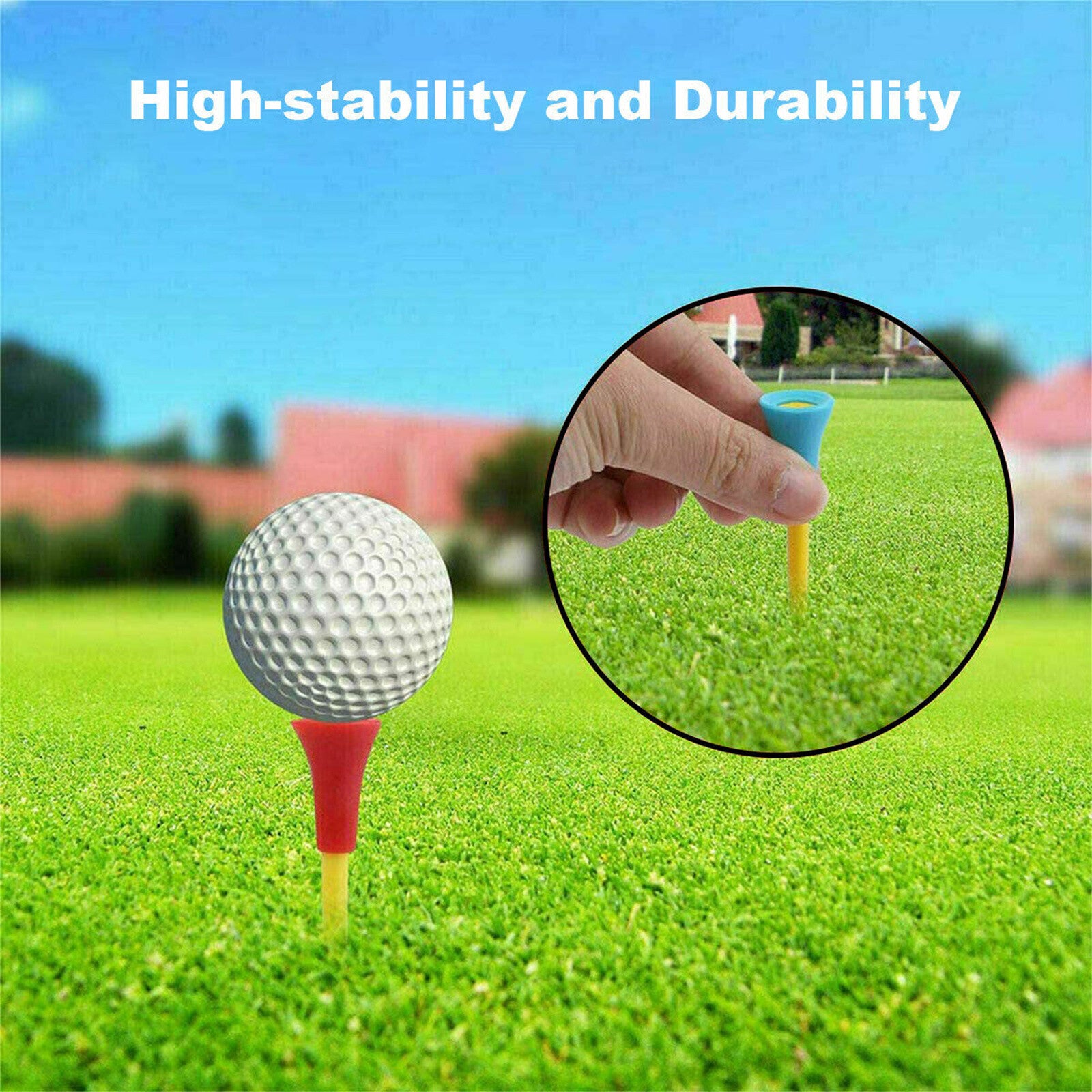 60 Pack 83mm Golf Tees with Rubber Cushion Top – Multi Color Durable Plastic Golf Tees