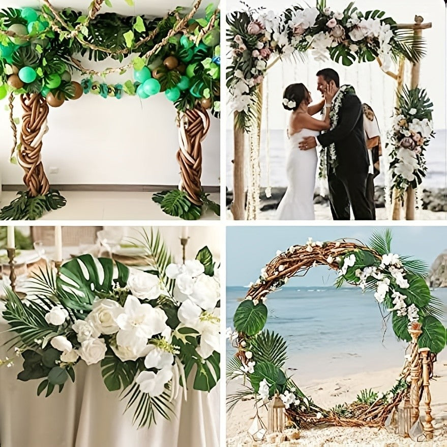 72PCS Artificial Palm Leaves Tropical Monstera Leaf Set - Jungle Party and Office Decor