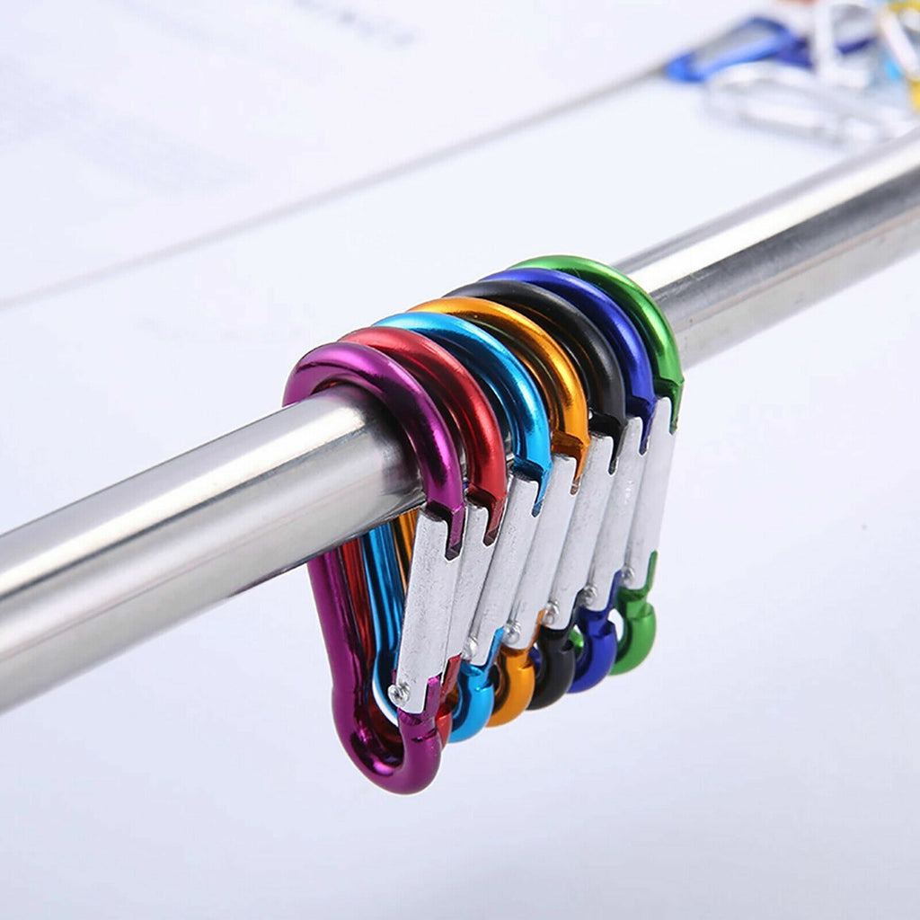 100PCS Aluminum Carabiner Clip D-Ring Snap Hook Keychain Camping Hiking Clips