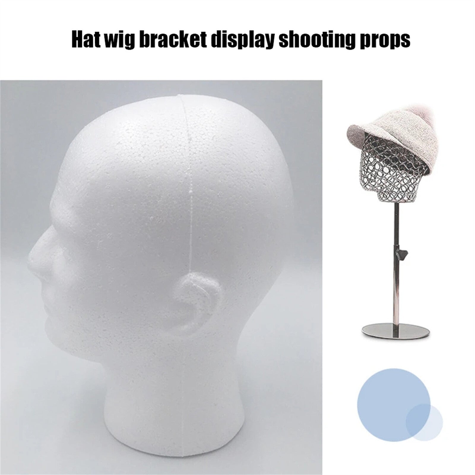 2PCS Foam Mannequin Head Display Stands - Glasses, Caps, Hats and Wig Display Holder