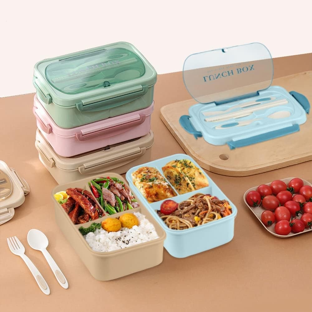 1 Set Divided Grid Lunch Box - Portable Insulated Food Container with Lid