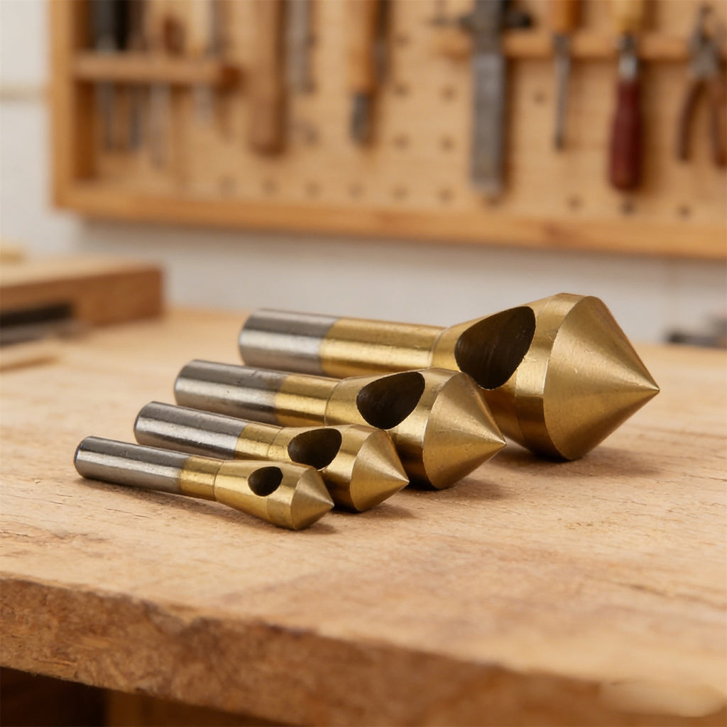 8PCS Chamfer Deburring Drill Bit Set - 90 Degree Countersink Bits for Metal and Rotary Tools