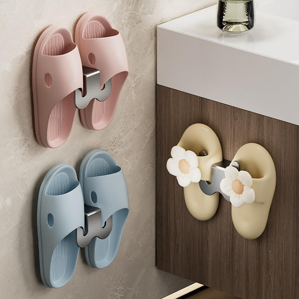 6PCS Wall Mounted Slipper Rack Holder Aluminum Bathroom Shoe Organizer Hooks