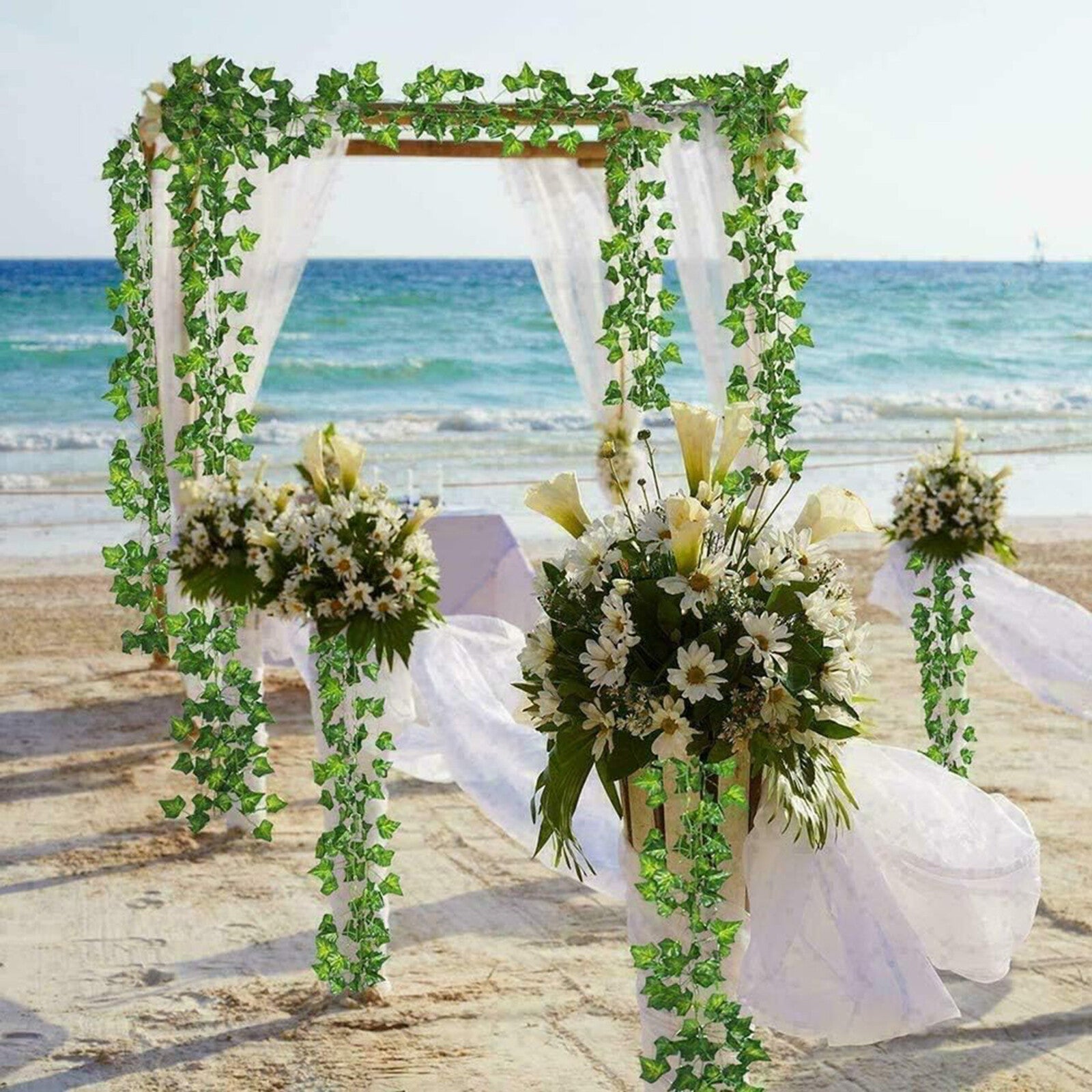 12PCS 2M Artificial Ivy Vine Garland - Fake Hanging Green Leaf Plant for Party Home Decor