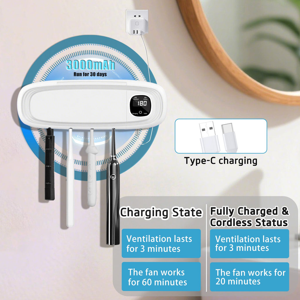 No drill Wall mounted Toothbrush Holder 4 slot Bathroom Storage Organizer AU