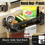 Kitchen Sink Caddy Organizer with Sponge Soap Brush Holder – Countertop Storage Rack with Hooks