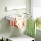 80CM Foldable Wall Mounted Clothes Drying Rack - Metal Towel and Laundry Holder White