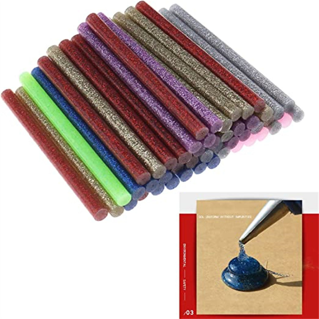 300PCS Multi Colour Glitter Hot Melt Glue Sticks - 0.7x10cm for Electric Glue Gun DIY Crafts