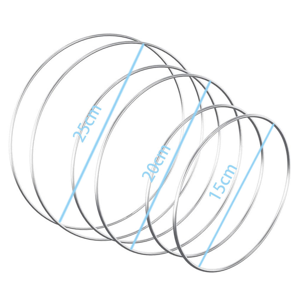 Silver Round Floral Hoop Centerpiece Set - Standing Metal Wreath Hoops for Wedding Party and Event Decor