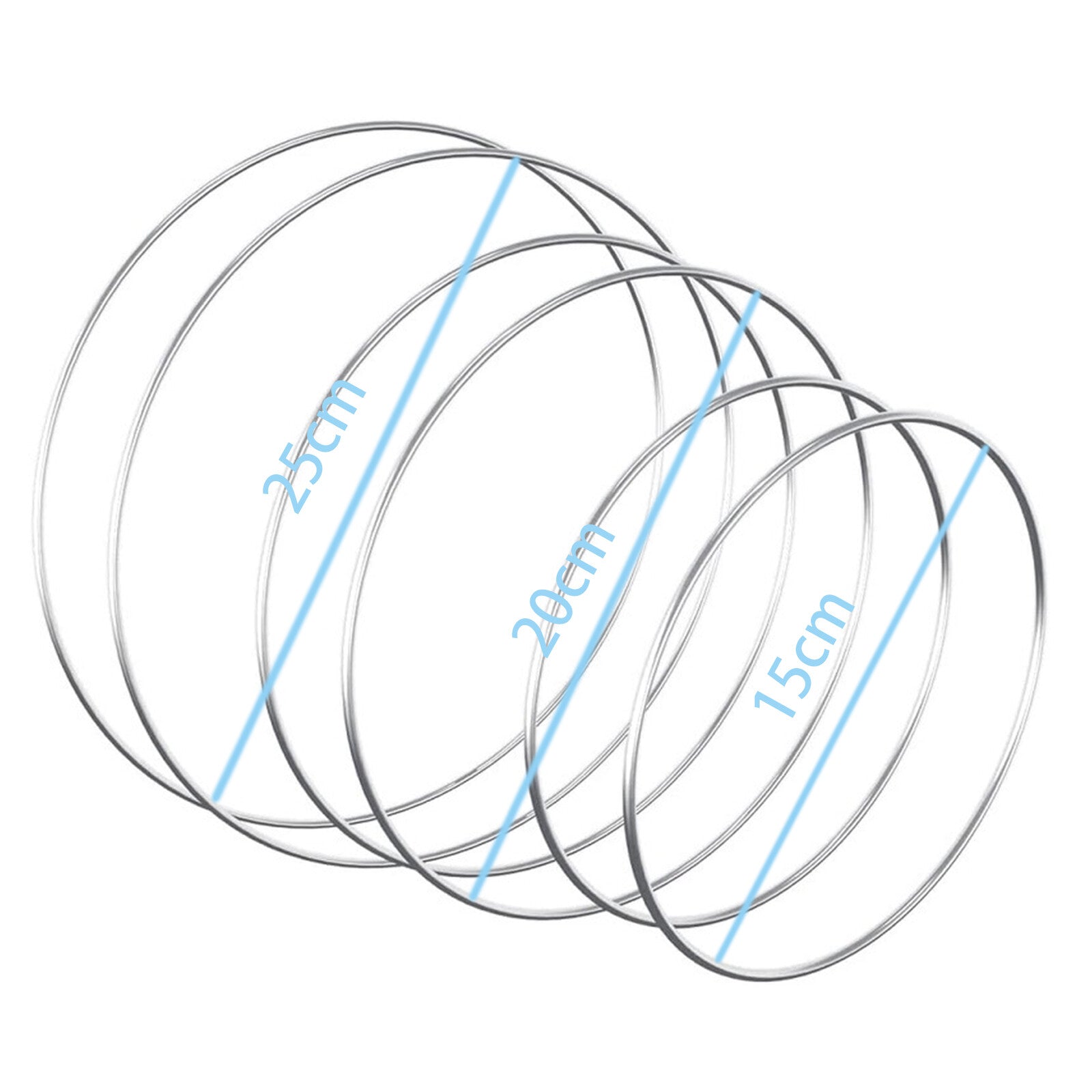 Silver Round Floral Hoop Centerpiece Set - Standing Metal Wreath Hoops for Wedding Party and Event Decor
