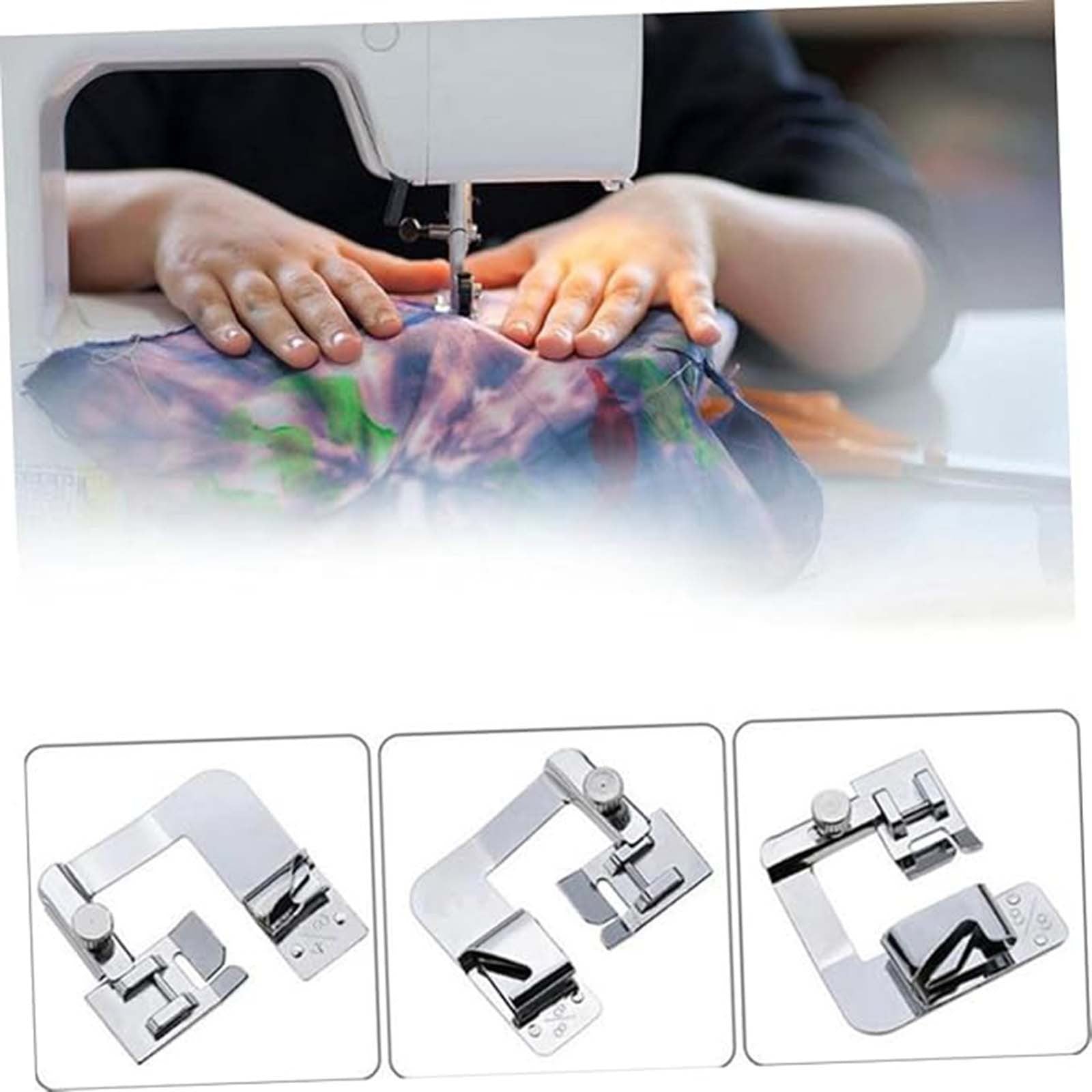 3Pcs Wide Rolled Hem Presser Foot Set – Snap On Hemmer Feet for Domestic Sewing Machines