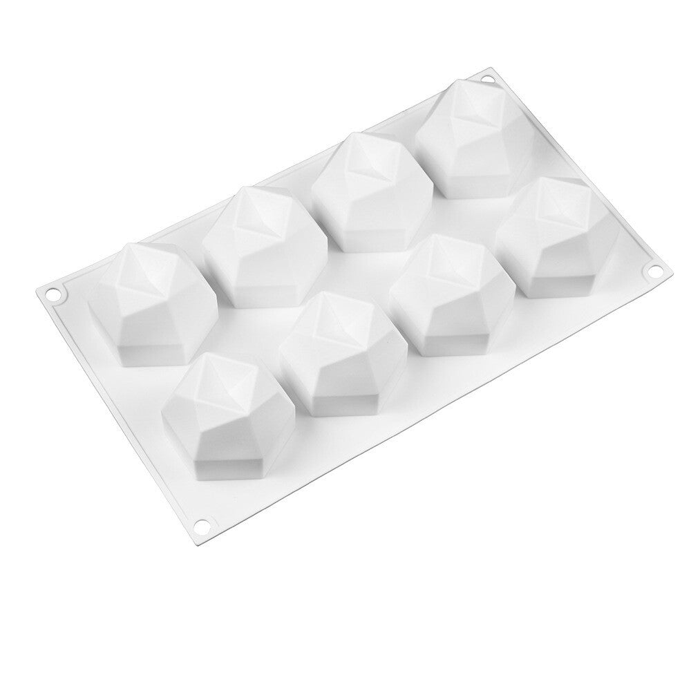 8 Cavity 3D Polygon Silicone Mold | Geometric Candle, Chocolate & Dessert Mould