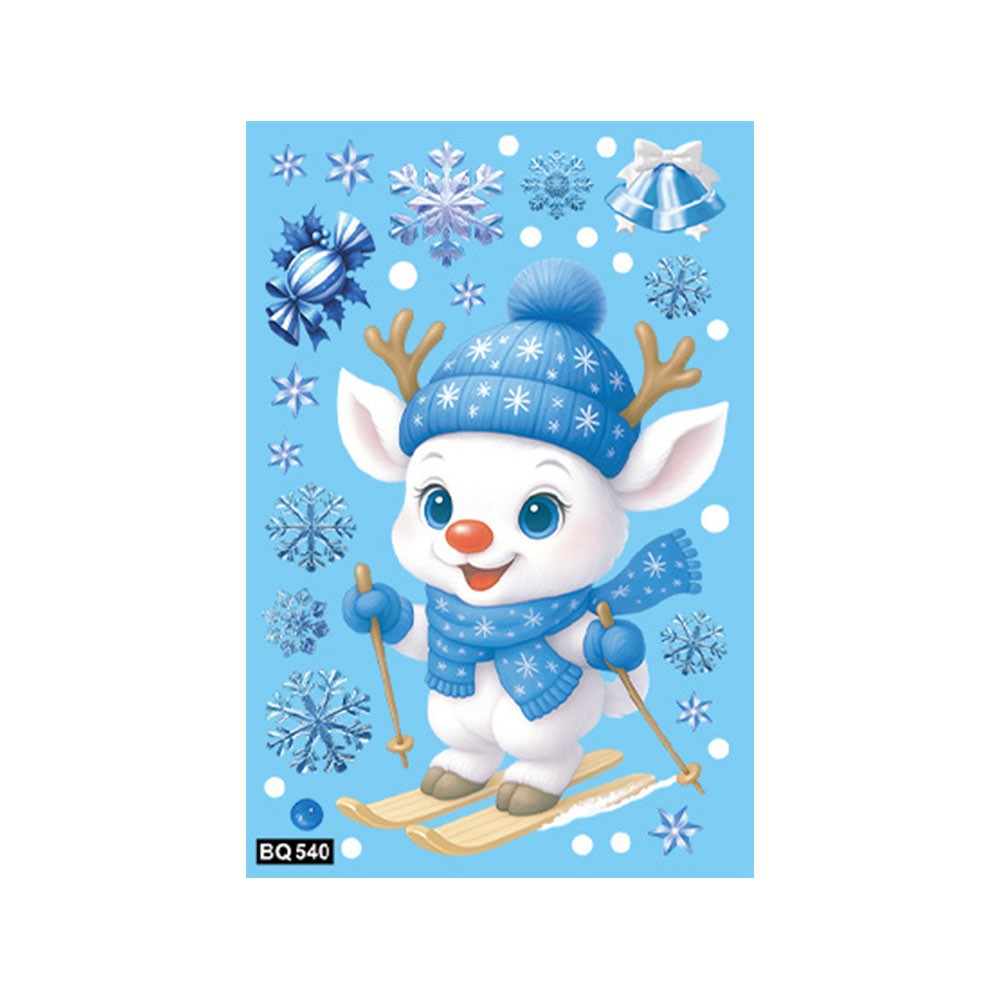 Christmas Window Stickers Winter Snowman Santa Claus Snowflake Elk Static OD