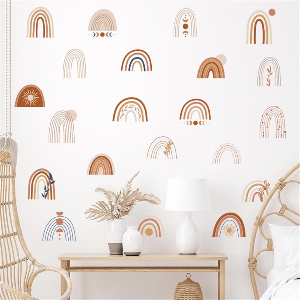 Boho Rainbow Wall Decals for Nursery and Kids Bedroom – Removable Vinyl Wall Stickers