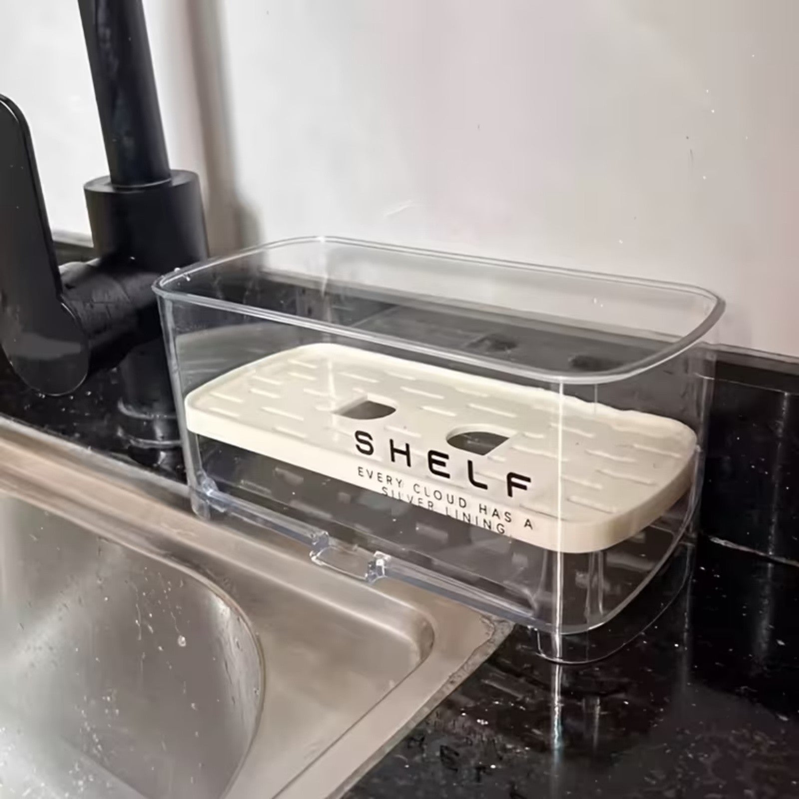 Transparent Kitchen Sink Rag Rack - Sponge Drain Storage Rack for Faucet and Sink Area