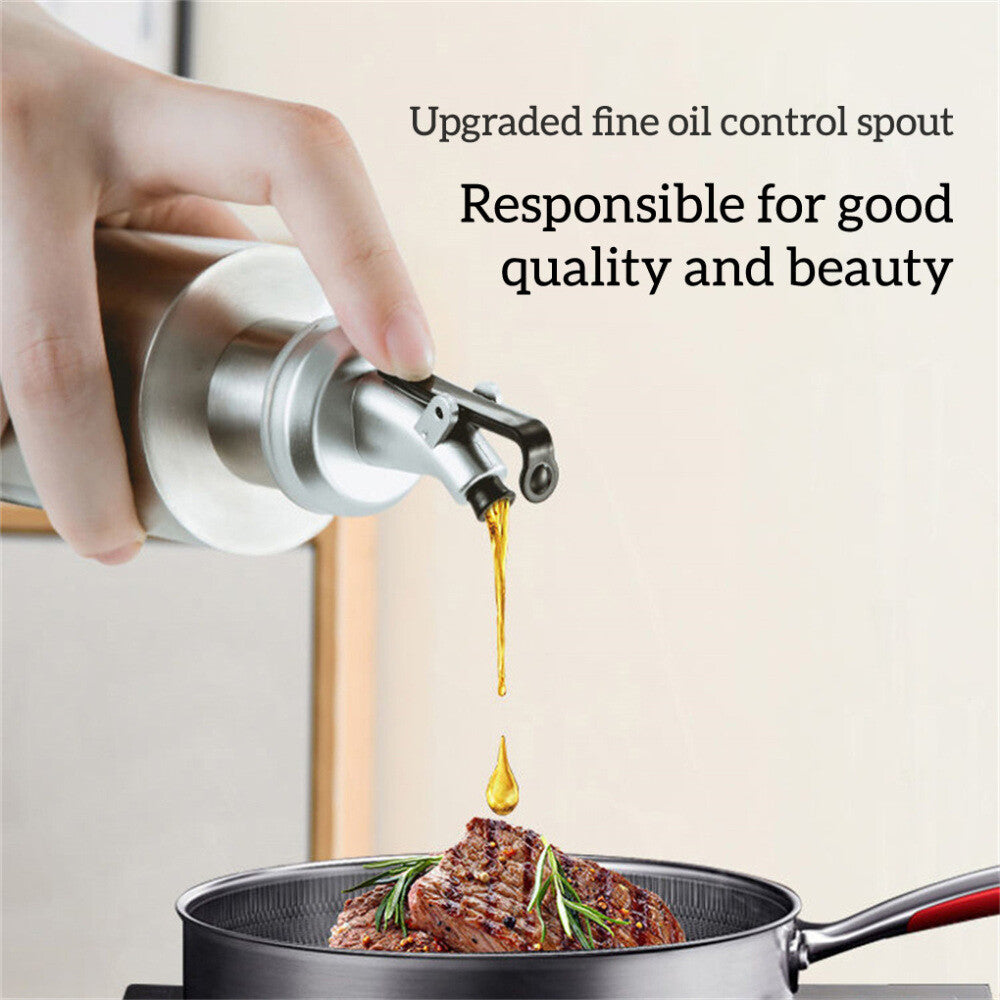 300ml Glass Oil Dispenser Spout Olive Vinegar Pourer Stainless Steel Kitchen AU