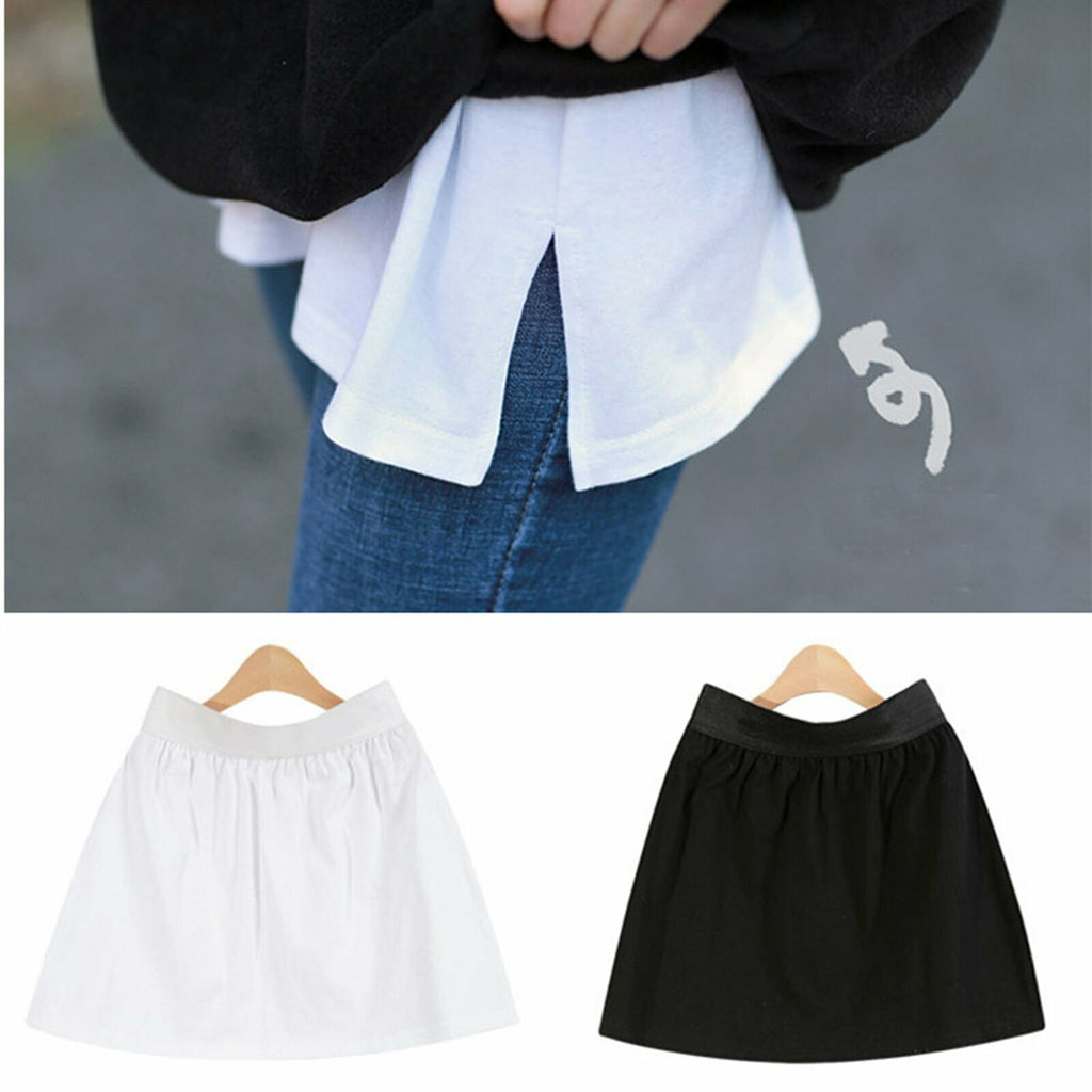 2pcs Adjustable Shirt Extender Skirt | Fake Layering Top Lower Sweep (Black & White)