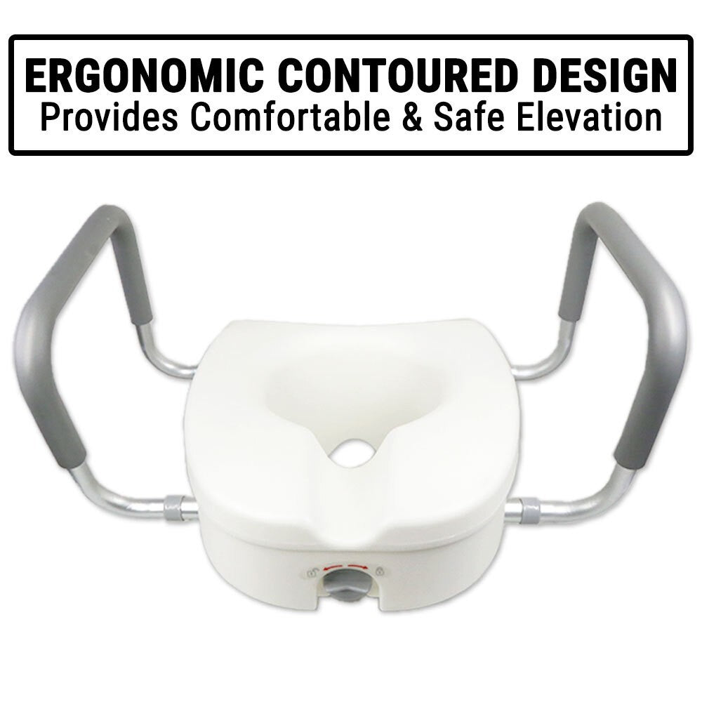 Adjustable Elevated Toilet Seat with Support Arms | Portable Bathroom Safety Aid for Elderly & Disabled