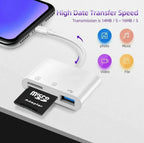 2 in 1 SD TF Card Reader & 3 in 1 Camera Reader Adapter for iPhone 11-14 Pro Max