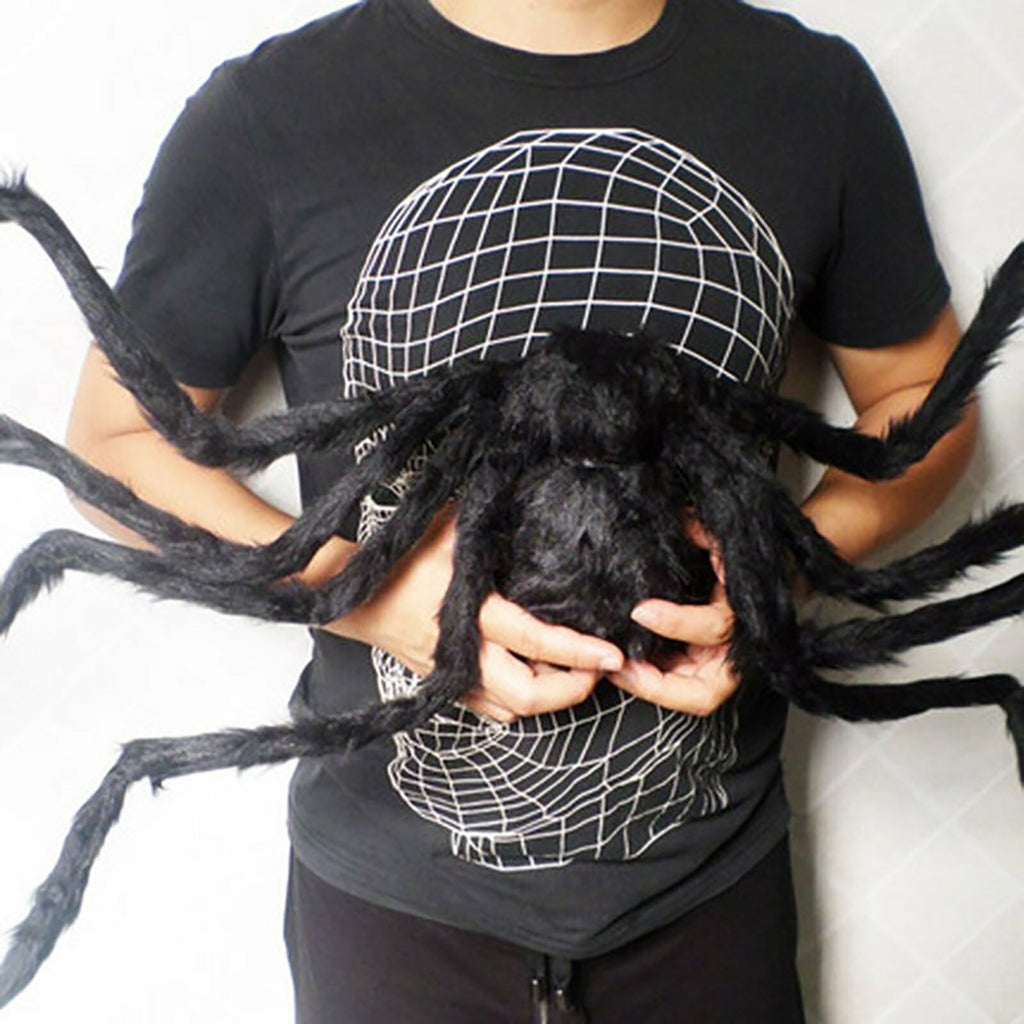 4PCS Giant Black Spider Halloween Decoration Plush Haunted House Party Prop