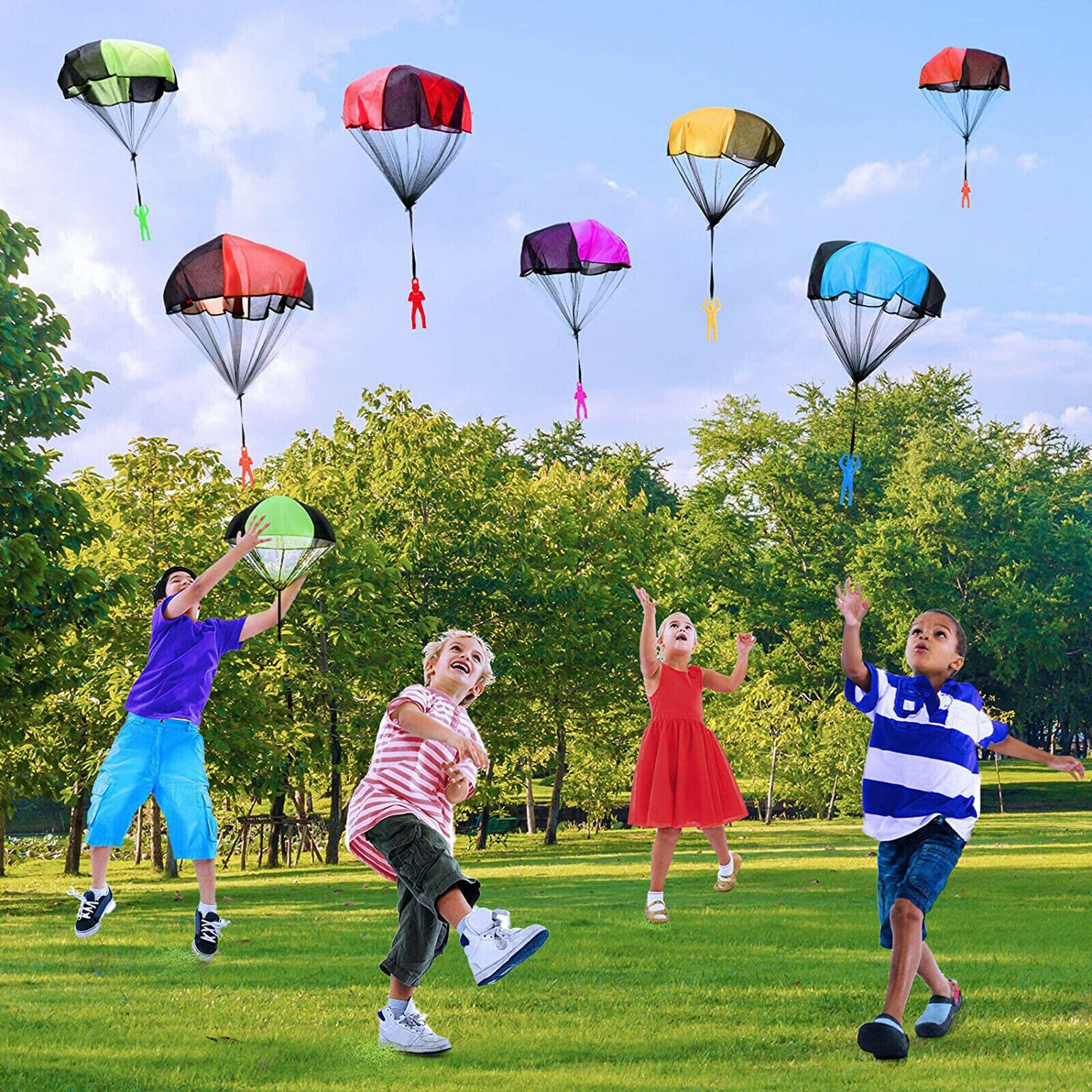 10pcs Mini Soldier Parachute Toys | Hand Throw Outdoor Flying Game for Kids
