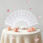 10pcs White Print Hand Held Fan Costume Accessory Decoration Wedding Party AUS
