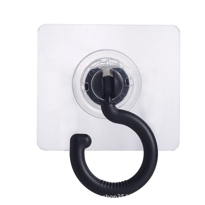 5PCS Rotatable Self Adhesive Wall Hooks Ceiling Door Hanger Heavy Duty Black