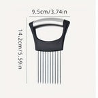 3PCS Food Slice Assistant Onion Slicer Holder - Stainless Steel Vegetable and Meat Cutter Guide