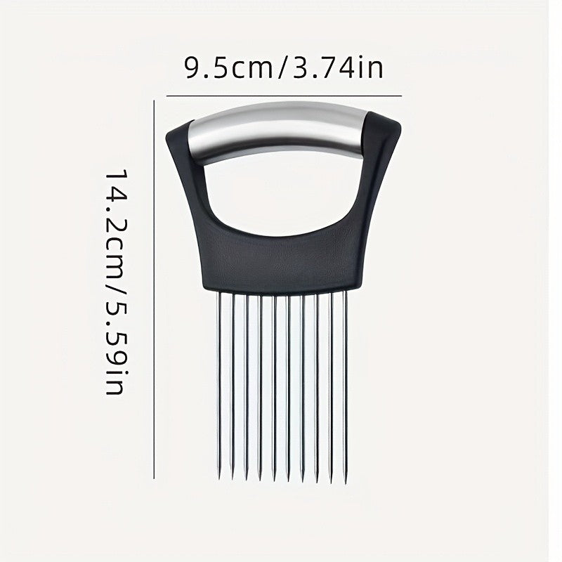 3PCS Food Slice Assistant Onion Slicer Holder - Stainless Steel Vegetable and Meat Cutter Guide