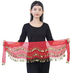 2 Pack Belly Dance Hip Scarf Skirt – Chiffon Wrap with Coins for Dance Costume and Performance