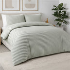 All Sizes Bed Quilt Cover/ Duvet Doona Cover/ Sage Stripe/ Jacquard Duvet Cover