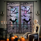 1-4PCS Black Lace Bat Halloween Curtains Gothic Window Party Hanging Decoration