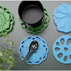 3PCS Flower Silicone Coaster Mold Set - Resin Casting Epoxy Coaster Moulds with Holder