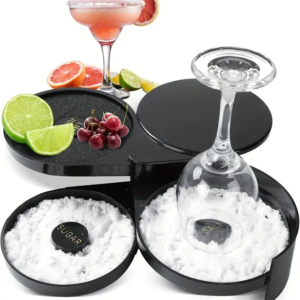 2pcs 3-Tier Cocktail Glass Rimmer | Bar Salt Sugar Seasoning Box for Bartender