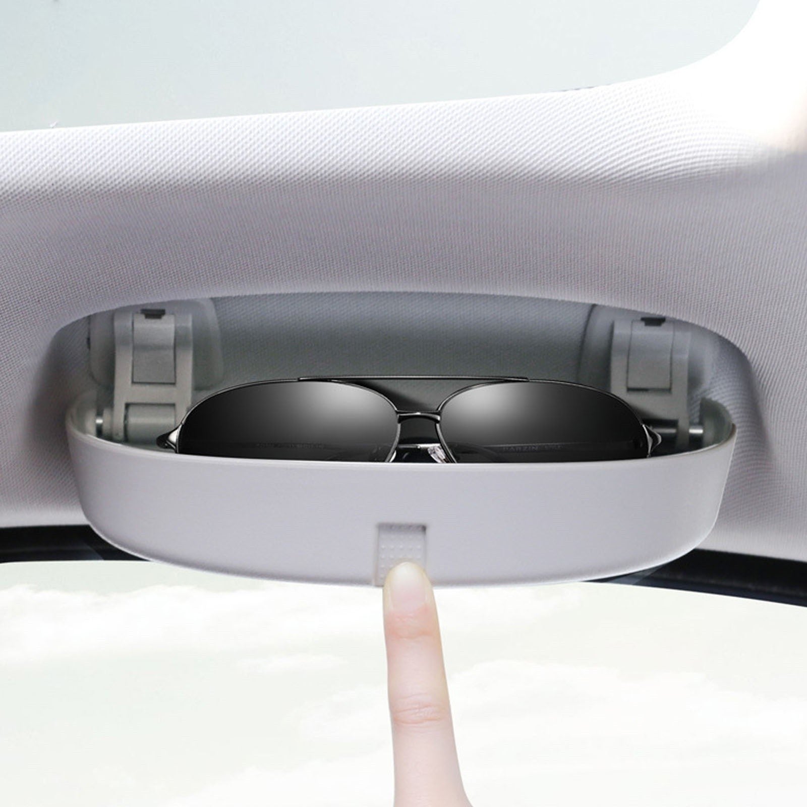 3PCS Car Sunglasses Holder Cases - Grey Eyeglass Organiser Storage with Mounting Accessories