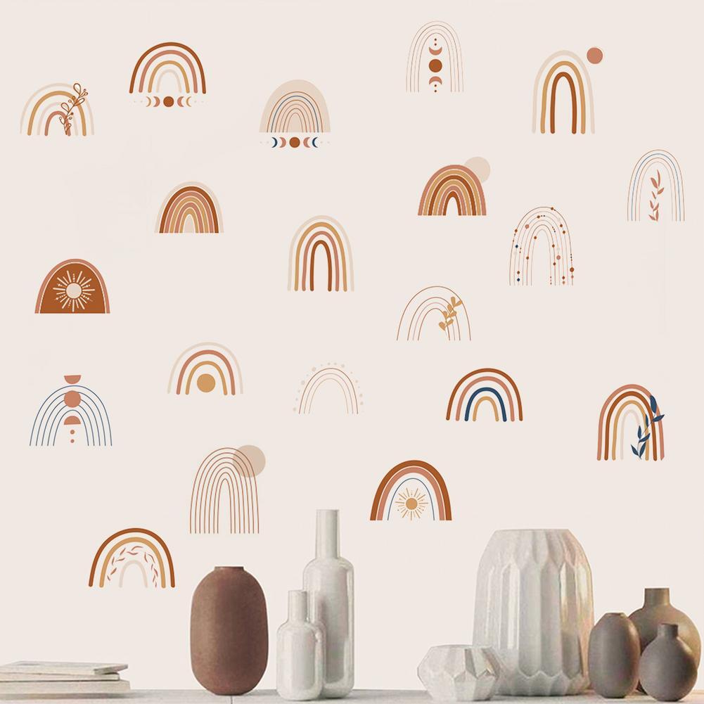 Boho Rainbow Wall Decals for Nursery and Kids Bedroom – Removable Vinyl Wall Stickers