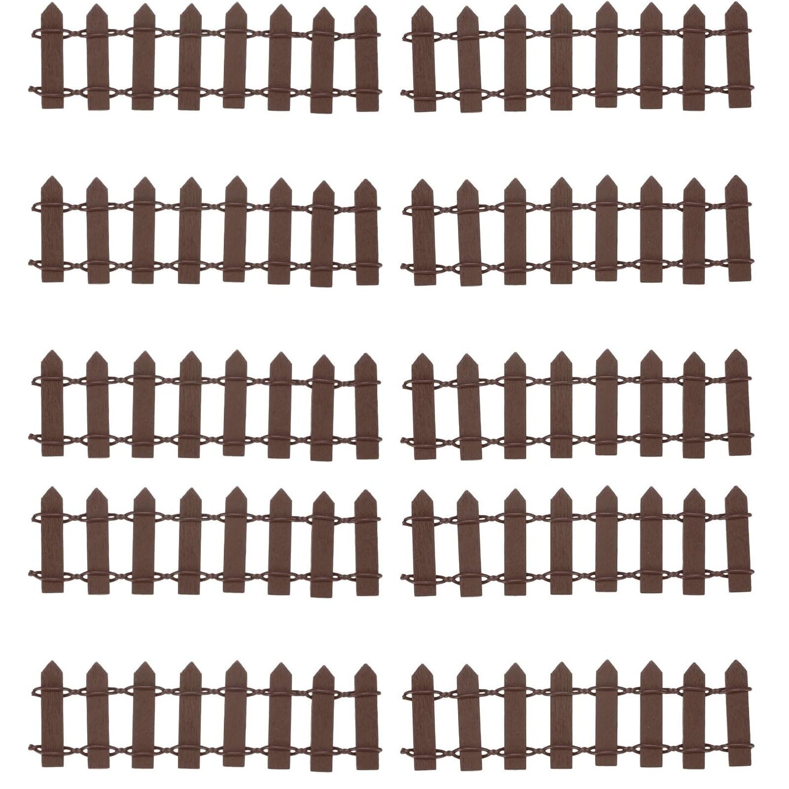 50PCS Mini Wooden Fence Fairy Garden Decor – Miniature Dollhouse Landscape Fence