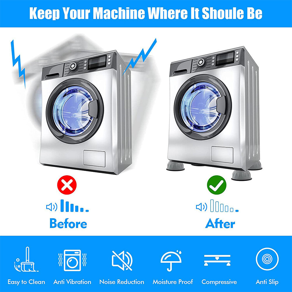 4pcs Anti-Vibration Washing Machine Pads | Non-Slip Appliance Feet Floor Protectors