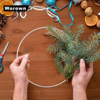 Silver Round Floral Hoop Centerpiece Set - Standing Metal Wreath Hoops for Wedding Party and Event Decor