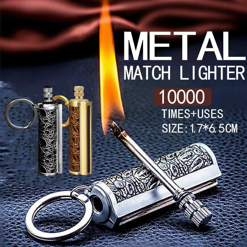 Waterproof Fire Starter Flint Match Keychain – Metal Survival Lighter for Camping