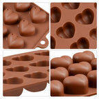4PCS Heart Silicone Mold Set - Love Heart Cake Chocolate Ice Cube Soap Baking Moulds
